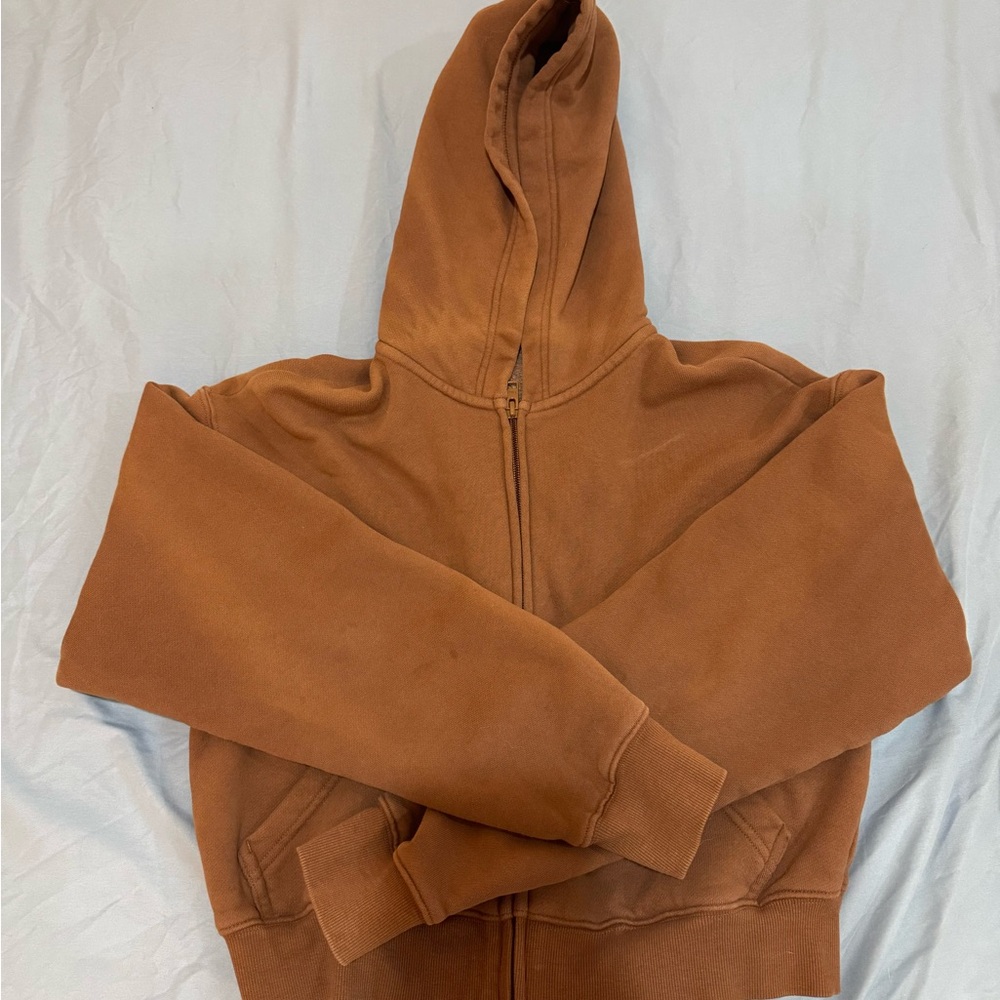 Aritzia TNA Cozy Fleece Boyfriend Cropped Zip Up